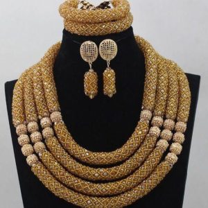 champagne and gold mesh necklace