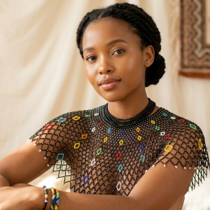 mosiac net statement necklace